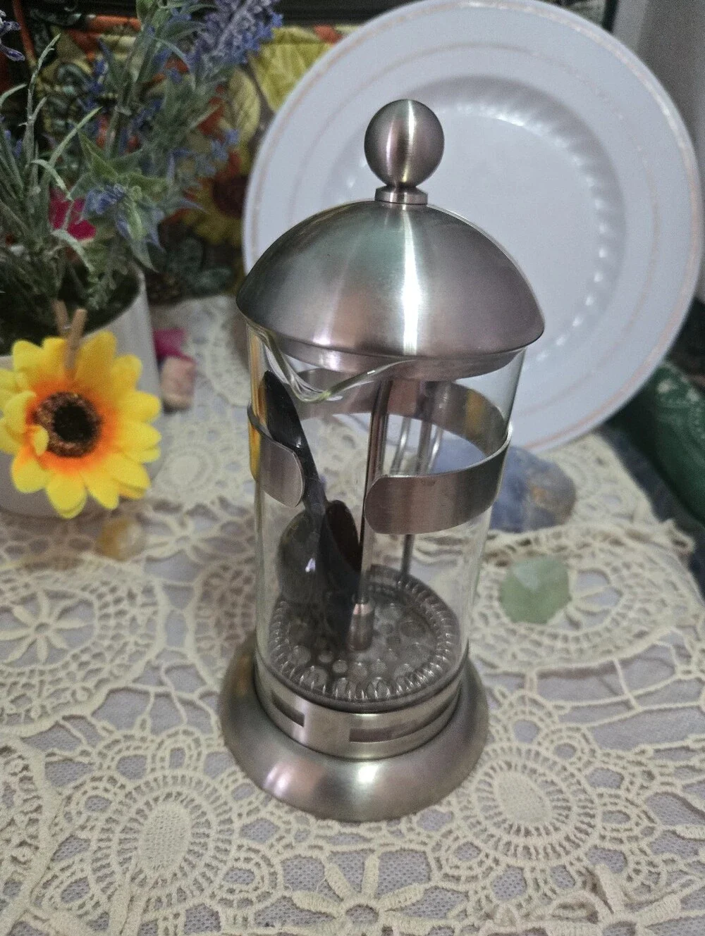 Stainless Steel & Glass French Press Coffee Maker – Coffee Bar Decor